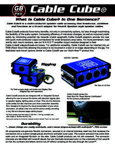 Cable Cube® What is Cable Cube® in One Sentence? Cable Cube® is a multi-conductor speaker cable accessory that breaks-out, combines and functions as a hi-tech adaptor for Neutrik Speakon style speaker cables. Cable Cu