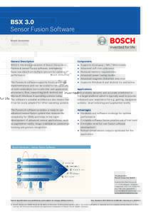 BSX 3.0 Sensor Fusion Software Bosch Sensortec General Description