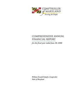 STATE OF MARYLAND Office of the Comptroller William Donald Schaefer Comptroller of Maryland Stephen M. Cordi Deputy Comptroller