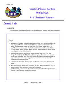 August[removed]SeaWorld/Busch Gardens Beaches 4-8 Classroom Activities
