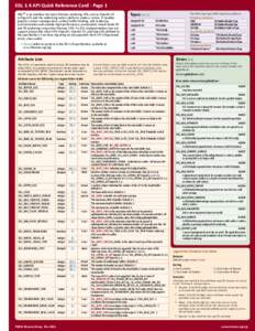 EGL 1.4 API Quick Reference Card - Page 1 EGL TM is an interface between Khronos rendering APIs such as OpenGL ES or OpenVG and the underlying native platform window system. It handles graphics context management, surfac