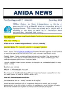 AMIDA NEWS Print Post Approved P.PDecember, 2014  AMIDA (Action for More Independence & Dignity in