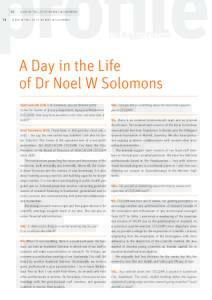 profile 72 A DAY IN THE LIFE OF DR NOEL W SOLOMONS  A Day in the Life