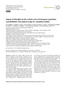 Biogeosciences, 11, 6357–6375, 2014 www.biogeosciences.netdoi:bg © Author(sCC Attribution 3.0 License.  Impact of droughts on the carbon cycle in European vegetation:
