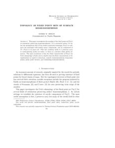 Houston Journal of Mathematics c 2000 University of Houston ­ Volume 26, No. 4, 2000  TOPOLOGY OF FIXED POINT SETS OF SURFACE