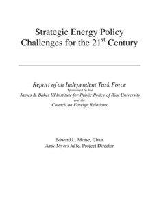 Strategic Energy Policy st Challenges for the 21 Century