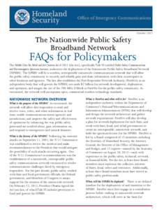 Office of Emergency Communications October 2012 The Nationwide Public Safety Broadband Network