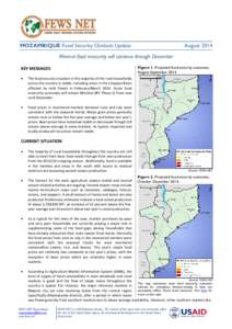 MOZAMBIQUE Food Security Outlook Update  August 2014 Minimal food insecurity will continue through December Figure 1. Projected food security outcomes,