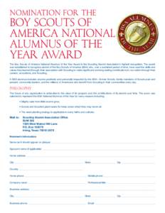 Nomination for the  Boy Scouts of America National Alumnus of the Year Award