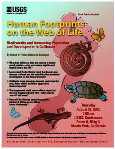 Free Public Lecture  Human Footprints on the Web of Life Biodiversity and Increasing Population and Development in California