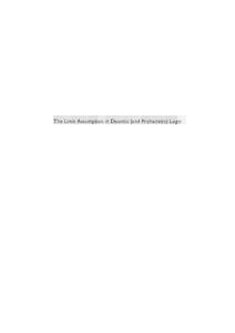 The Limit Assumption in Deontic (and Prohairetic) Logic  avuAUffiJ.!EV Analyomenl Analyomen 1 Proceedings of the 1st