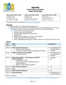 Agenda Parks Forward Initiative Public Workshops May 29, :00-7:00 PM) Embassy Suites Sausalito Room