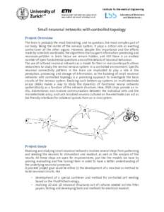 Institute for Biomedical Engineering Laboratory of Biosensors and Bioelectronics Small neuronal networks with controlled topology Project Overview