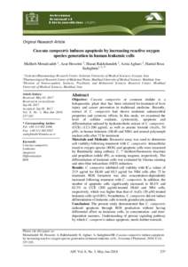 Original Research Article  Cuscuta campestris induces apoptosis by increasing reactive oxygen species generation in human leukemic cells Maliheh Moradzadeh 1, Azar Hosseini 2, Hasan Rakhshandeh 2, Azita Aghaei 2, Hamid R