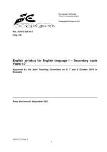 Annex: English syllabuses for Language 1 and Language 1 Advanced