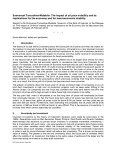Emmanuel Tumusiime-Mutebile: The impact of oil price volatility and its implications for the economy and for macroeconomic stability