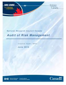 Audit of Risk Management  National Research Council Canada Audit of Risk Management Internal Audit, NRC
