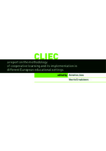 CLIEC  a report on the methodology of cooperative learning and its implementation in different European educational settings edited by Annelies Joos
