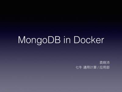 MongoDB in Docker / Agenda •