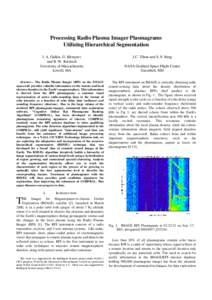 Processing Radio Plasma Imager Plasmagrams Utilizing Hierarchical Segmentation I. A. Galkin, G. Khmyrov and B. W. Reinisch University of Massachusetts Lowell, MA