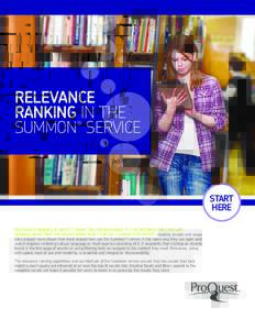 RELEVANCE RANKING IN THE SUMMON SERVICE ®  START