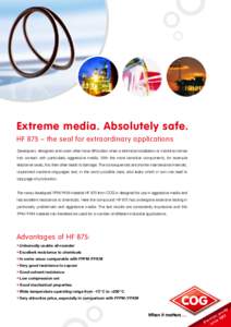 Extreme media. Absolutely safe. HF 875 – the seal for extraordinary applications Developers, designers and users often have difficulties when a technical installation or machine comes into contact with particularly agg
