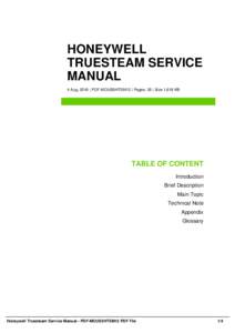 HONEYWELL TRUESTEAM SERVICE MANUAL 4 Aug, 2016 | PDF-MOUS5HTSM12 | Pages: 35 | Size 1,619 KB  TABLE OF CONTENT