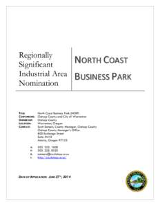Regionally Significant Industrial Area Nomination  TITLE: