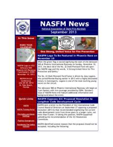 NASFM News National Association of State Fire Marshals SeptemberIn This Issue