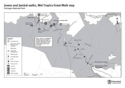 Juwun and Jambal walks, Wet Tropics Great Walk map