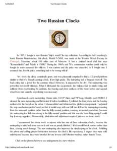 Two Russian Clocks Two Russian Clocks