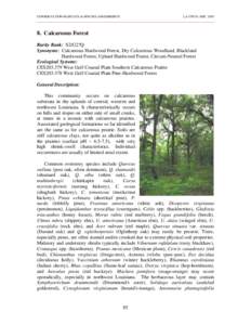 CONSERVATION HABITATS & SPECIES ASSESSMENTS  LA CWCS--DEC[removed]Calcareous Forest Rarity Rank: S2/G2?Q