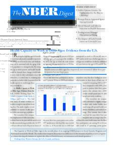 The NBER Digest NATIONAL BUREAU OF ECONOMIC RESEARCH AprilINSIDE THIS ISSUE
