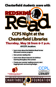 Chesterfield students score with  CCPS Night at the Chesterfield Libraries  Thursday, May 28 from 6-7 p.m.