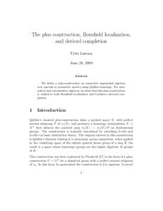 The plus construction, Bousfield localization, and derived completion Tyler Lawson June 28, 2009  Abstract