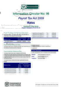 Information Circular No: 96 Payroll Tax Act 2009 Rates Issued 8 JulyReplaces Information Circular No: 83