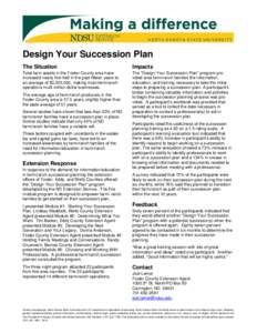 Design Your Succession Plan The Situation Impacts  Total farm assets in the Foster County area have