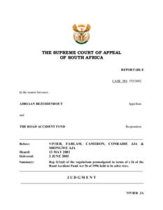 THE SUPREME COURT OF APPEAL OF SOUTH AFRICA REPORTABLE CASE NO: 