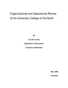 Organizational and Operational Review of the University College of the North