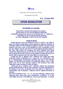PUR Organisation Pour l’Utilisation de la Rosée (Association Loi de[removed]N°6 - October 2002