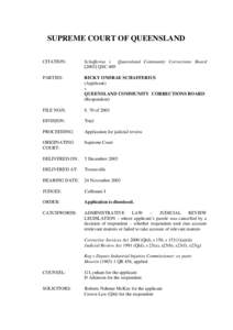SUPREME COURT OF QUEENSLAND CITATION: Schafferius v Queensland Community Corrections BoardQSC 409