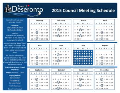 2015 Council Meeting Schedule.pub