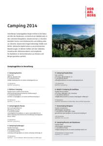 Alpencamping Nenzing © Walter Vonbank  Camping 2014 Vorarlbergs Campingplätze liegen mitten in der Natur, am Ufer des Bodensees, romantisch am Waldesrand, in den schönsten Bergtälern. Gerade einmal 1,5 Stunden