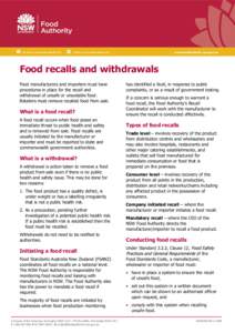 Food recalls and withdrawals