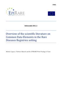 FINAL  Deliverable D9.1.1 Overview of the scientific literature on Common Data Elements in the Rare