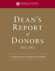 De a n’s R eport of Donor s 2 011–2 012