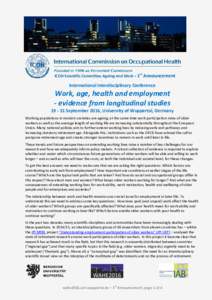 Offenbach am Main / Verband der Elektrotechnik /  Elektronik und Informationstechnik / University of Wuppertal / Wuppertal / Occupational safety and health / States of Germany / Safety / Human resource management / International Commission on Occupational Health