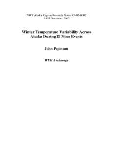 WINTERTIME TEMPERATURE VARIBILITY ACROSS ALASKA DURING