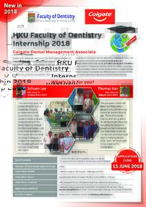 HKU Faculty of Dentistry & GSK  Summer Internships 2018 Expert Interns  Number of Internship