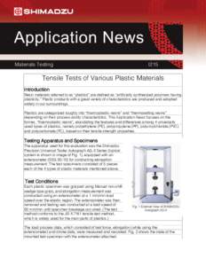 Materials Testing  I215 Tensile Tests of Various Plastic Materials Introduction